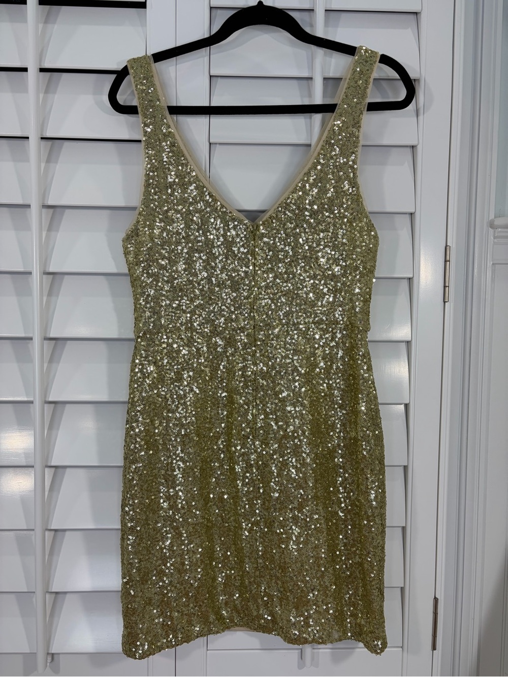 Bisou Bisou Gold Sequin V-Neck Mini Dress (12) - Picture 3 of 9